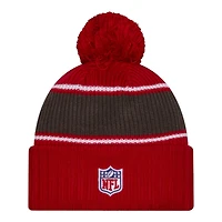 Tampa Bay Buccaneers 2024 NFL Sideline Red Pom Cuffed Knit Beanie Hat