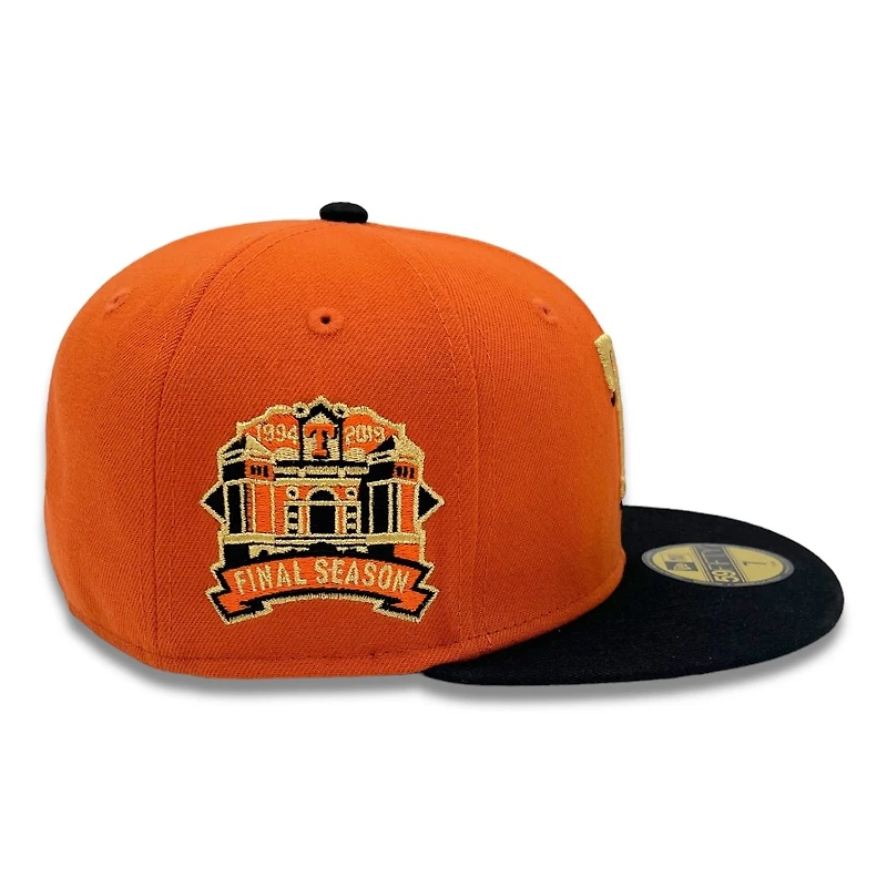 Texas Rangers Orange and Black Final Season Patch Pink UV New Era 59FIFTY Fitted Hat
