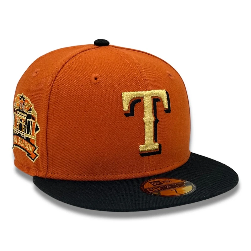 Texas Rangers Orange and Black Final Season Patch Pink UV New Era 59FIFTY Fitted Hat