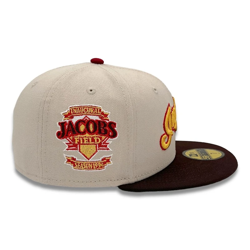 Cleveland Indians Stone and Brown Jacobs Field Patch Gray UV New Era 59FIFTY Fitted Hat