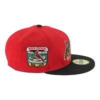 St. Louis Cardinals Red and Black Two Bird Script Busch Stadium Patch Green UV New Era 59FIFTY Fitted Hat