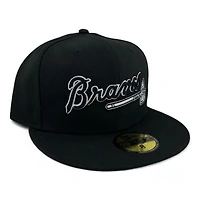Atlanta Braves Black and White Script Tomahawk Logo Gray UV New Era 59FIFTY Fitted Hat