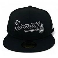 Atlanta Braves Black and White Script Tomahawk Logo Gray UV New Era 59FIFTY Fitted Hat