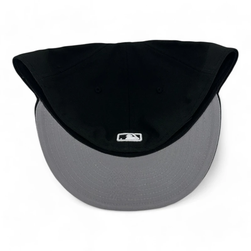 Atlanta Braves Black and White Script Tomahawk Logo Gray UV New Era 59FIFTY Fitted Hat