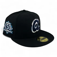 Atlanta Braves Black and Light Blue 150th Anni Patch Gray UV New Era 59FIFTY Fitted Hat