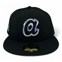 Atlanta Braves Black and Light Blue 150th Anni Patch Gray UV New Era 59FIFTY Fitted Hat