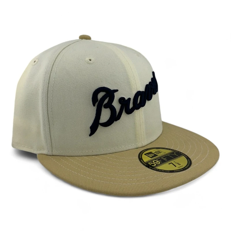 Atlanta Braves Chrome and Tan Script Green UV New Era 59FIFTY Fitted Hat