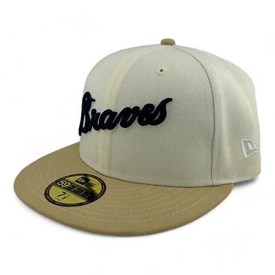 Atlanta Braves Chrome and Tan Script Green UV New Era 59FIFTY Fitted Hat