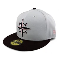 Seattle Mariners White and Brown 30th Anni Patch Light Pink UV New Era 59FIFTY Fitted Hat