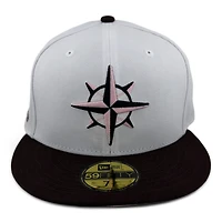 Seattle Mariners White and Brown 30th Anni Patch Light Pink UV New Era 59FIFTY Fitted Hat