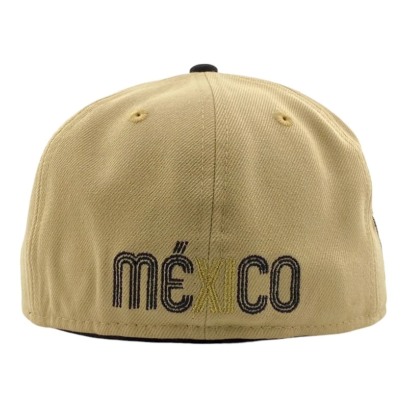Mexico Vegas Gold and Black El Gallo Patch Gray UV New Era 59FIFTY Fitted Hat