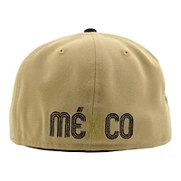 Mexico Vegas Gold and Black El Gallo Patch Gray UV New Era 59FIFTY Fitted Hat