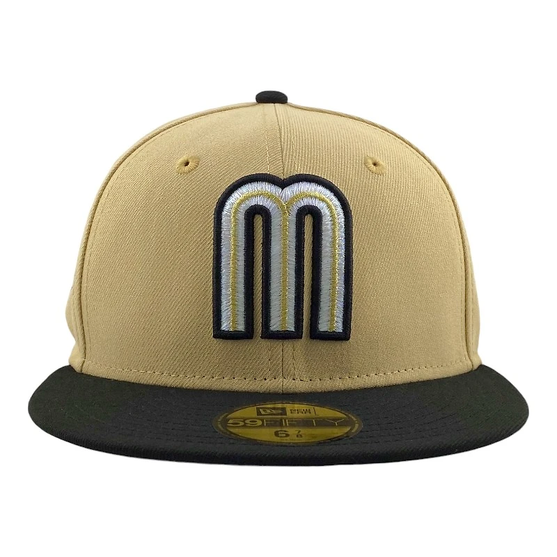 Mexico Vegas Gold and Black El Gallo Patch Gray UV New Era 59FIFTY Fitted Hat