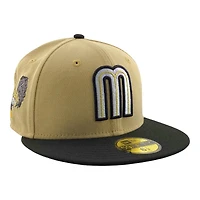 Mexico Vegas Gold and Black El Gallo Patch Gray UV New Era 59FIFTY Fitted Hat