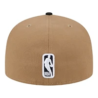 Chicago Bulls Khaki Brown and Black Pixel Logo NBA New Era 59FIFTY Fitted Hat