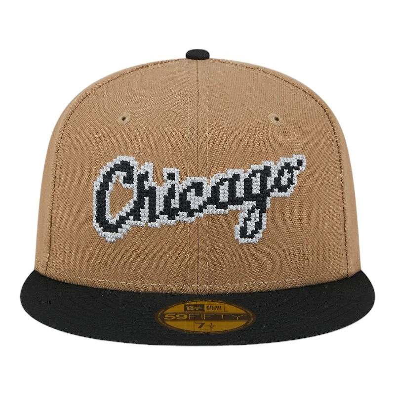 Chicago White Sox Khaki Brown and Black Pixel Logo New Era 59FIFTY Fitted Hat