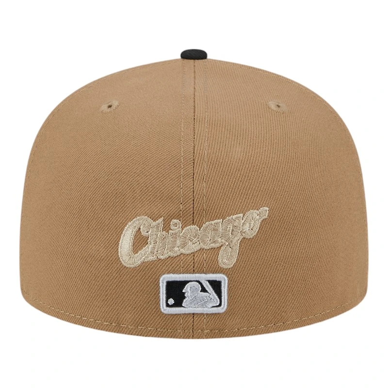Chicago White Sox Khaki Brown and Black Pixel Logo New Era 59FIFTY Fitted Hat
