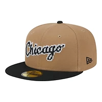 Chicago White Sox Khaki Brown and Black Pixel Logo New Era 59FIFTY Fitted Hat