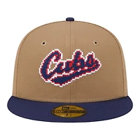 Chicago Cubs Khaki Brown and Black Pixel Logo New Era 59FIFTY Fitted Hat