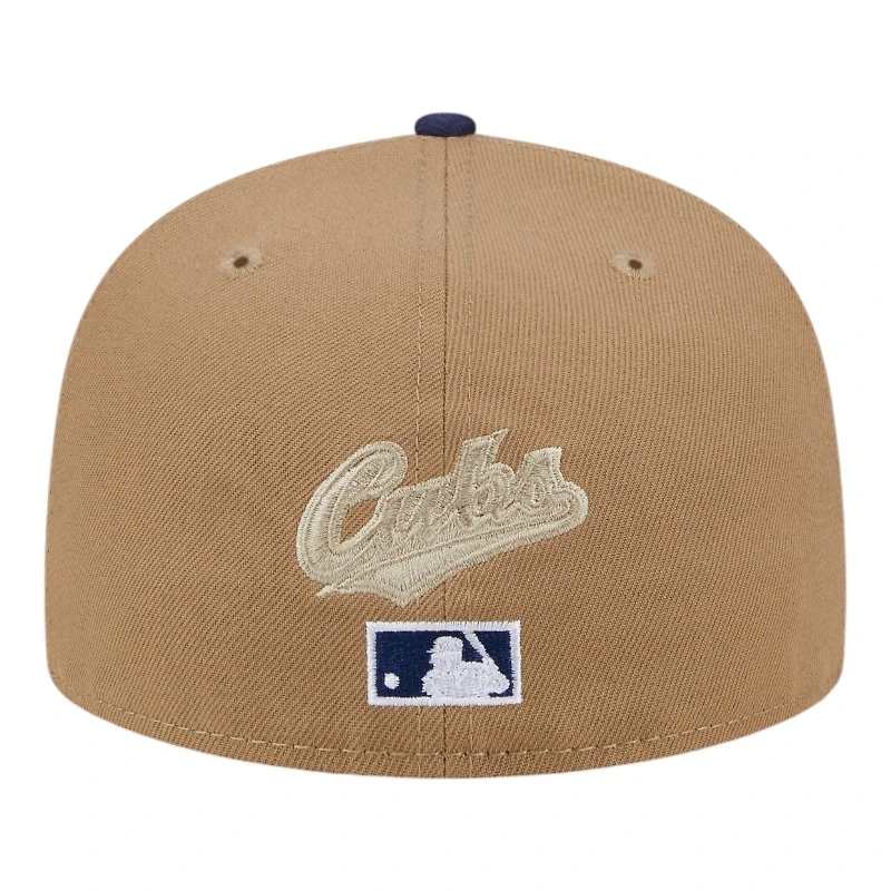 Chicago Cubs Khaki Brown and Black Pixel Logo New Era 59FIFTY Fitted Hat