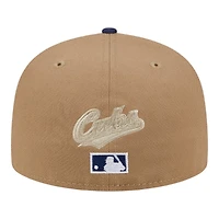 Chicago Cubs Khaki Brown and Black Pixel Logo New Era 59FIFTY Fitted Hat