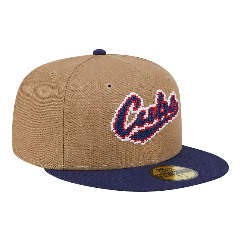 Chicago Cubs Khaki Brown and Black Pixel Logo New Era 59FIFTY Fitted Hat