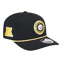 Youth Pittsburgh Steelers Black 2024 NFL Sideline New Era 9SEVENTY Stretch-Snap Hat
