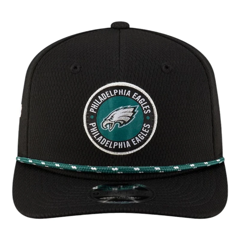 Youth Philadelphia Eagles Black 2024 NFL Sideline New Era 9SEVENTY Stretch-Snap Hat
