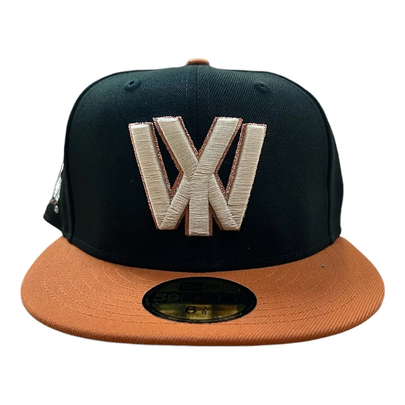 Wyoming Cowboys Black and Burnt Orange Logo Patch Gray UV NCAA New Era 59FIFTY Fitted Hat
