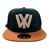 Wyoming Cowboys Black and Burnt Orange Logo Patch Gray UV NCAA New Era 59FIFTY Fitted Hat