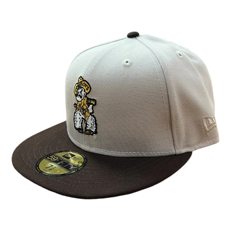Wyoming Cowboys Gray and Brown Logo Patch Green UV NCAA New Era 59FIFTY Fitted Hat