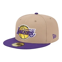Los Angeles Lakers Camel Brown and Purple New Era 59FIFTY Fitted Hat