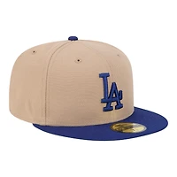 Los Angeles Dodgers Camel Brown and Royal Blue New Era 59FIFTY Fitted Hat