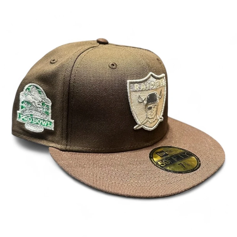 Las Vegas Raiders Sneaky Brown Two Tone 1983 Pro Bowl Patch Green UV NFL New Era 59FIFTY Fitted Hat