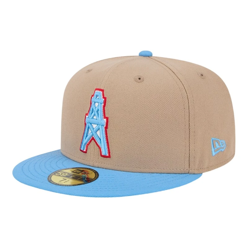 Houston Oilers Camel Brown and Light Blue New Era 59FIFTY Fitted Hat