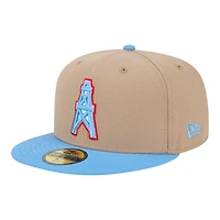 Houston Oilers Camel Brown and Light Blue New Era 59FIFTY Fitted Hat