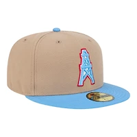 Houston Oilers Camel Brown and Light Blue New Era 59FIFTY Fitted Hat