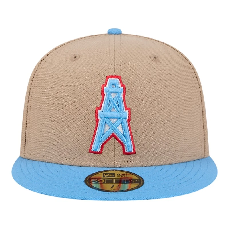 Houston Oilers Camel Brown and Light Blue New Era 59FIFTY Fitted Hat