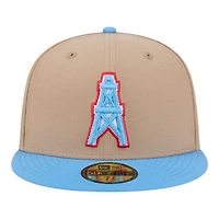 Houston Oilers Camel Brown and Light Blue New Era 59FIFTY Fitted Hat