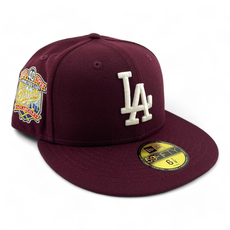 Los Angeles Dodgers Maroon "Icy Pack" 40th Anniversary Patch Icy Blue UV New Era 59FIFTY Fitted Hat