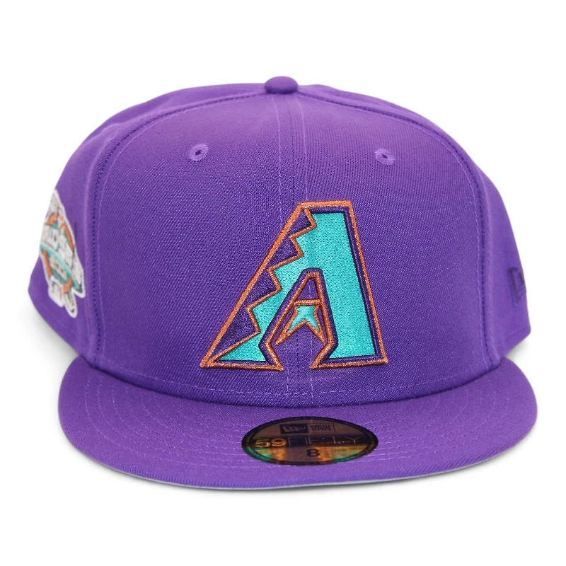 Arizona Diamondbacks Purple "DPM FittedHat Pack" 2001 World Series Patch Gray UV New Era 59Fifty Fitted Hat
