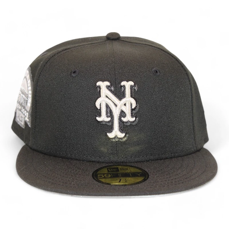 New York Mets Black "DPM FittedHat Pack" Metallic Shea Stadium Patch Gray UV Era 59Fifty Fitted Hat