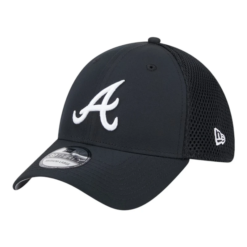 Atlanta Braves Black and White New Era 39THIRTY Flex Hat
