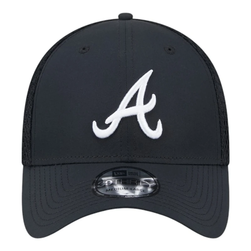Atlanta Braves Black and White New Era 39THIRTY Flex Hat