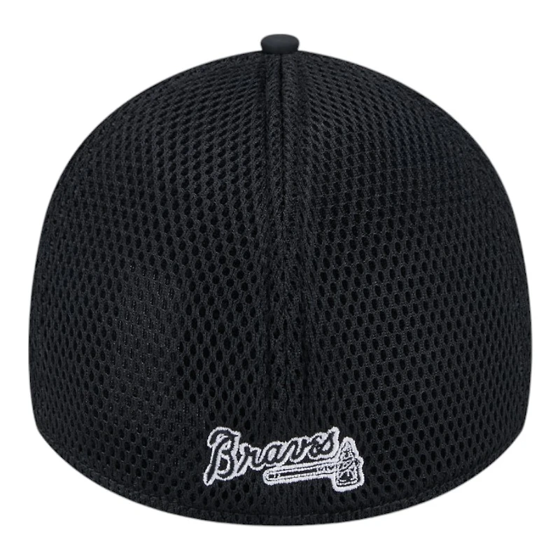 Atlanta Braves Black and White New Era 39THIRTY Flex Hat