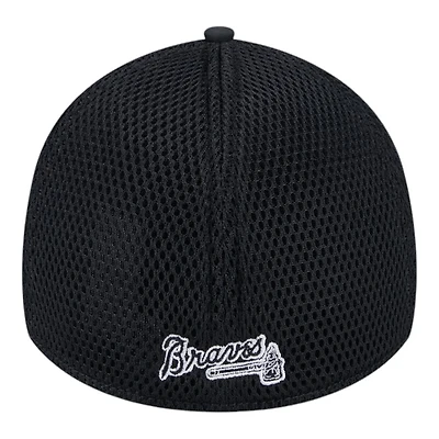 Atlanta Braves Black and White New Era 39THIRTY Flex Hat
