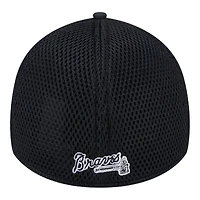 Atlanta Braves Black and White New Era 39THIRTY Flex Hat