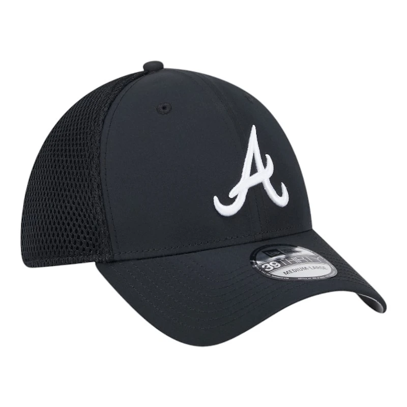 Atlanta Braves Black and White New Era 39THIRTY Flex Hat