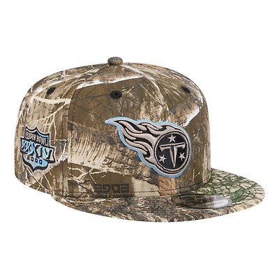 Tennessee Titans Realtree Camo Superbowl Patch Gray UV New Era 9FIFTY Snapback Hat