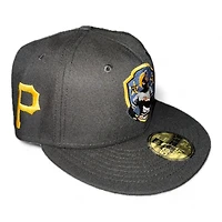 Pittsburgh Pirates Black Roberto Clemente Team Logo Patch Gray UV New Era 59FIFTY Fitted Hat